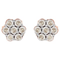 10K Rose Gold 1/2 Cttw Diamond Floral Stud Earrings