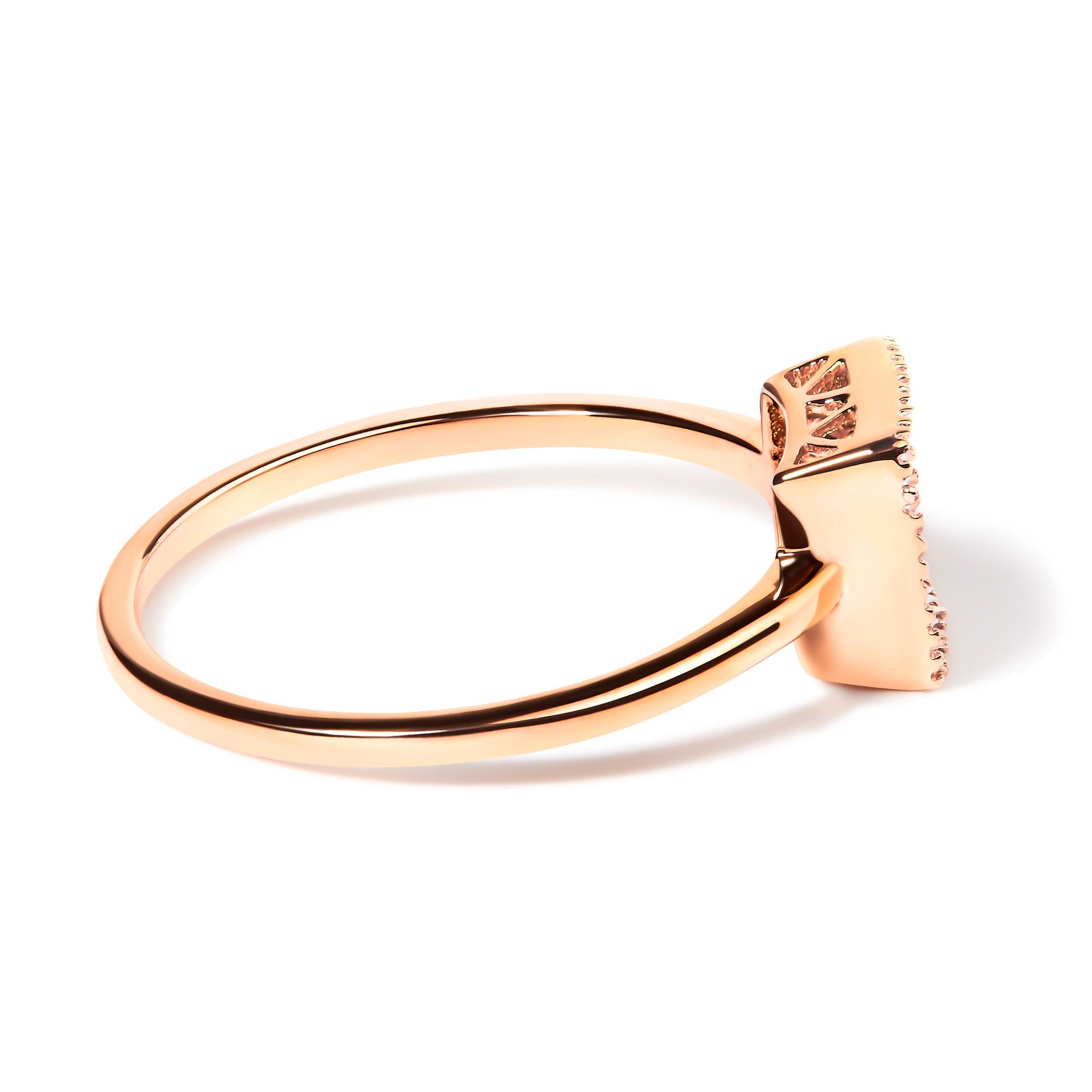 For Sale:  10K Rose Gold 1/3 Carat Invisible Set Diamond Composite Square Shape Ring 2