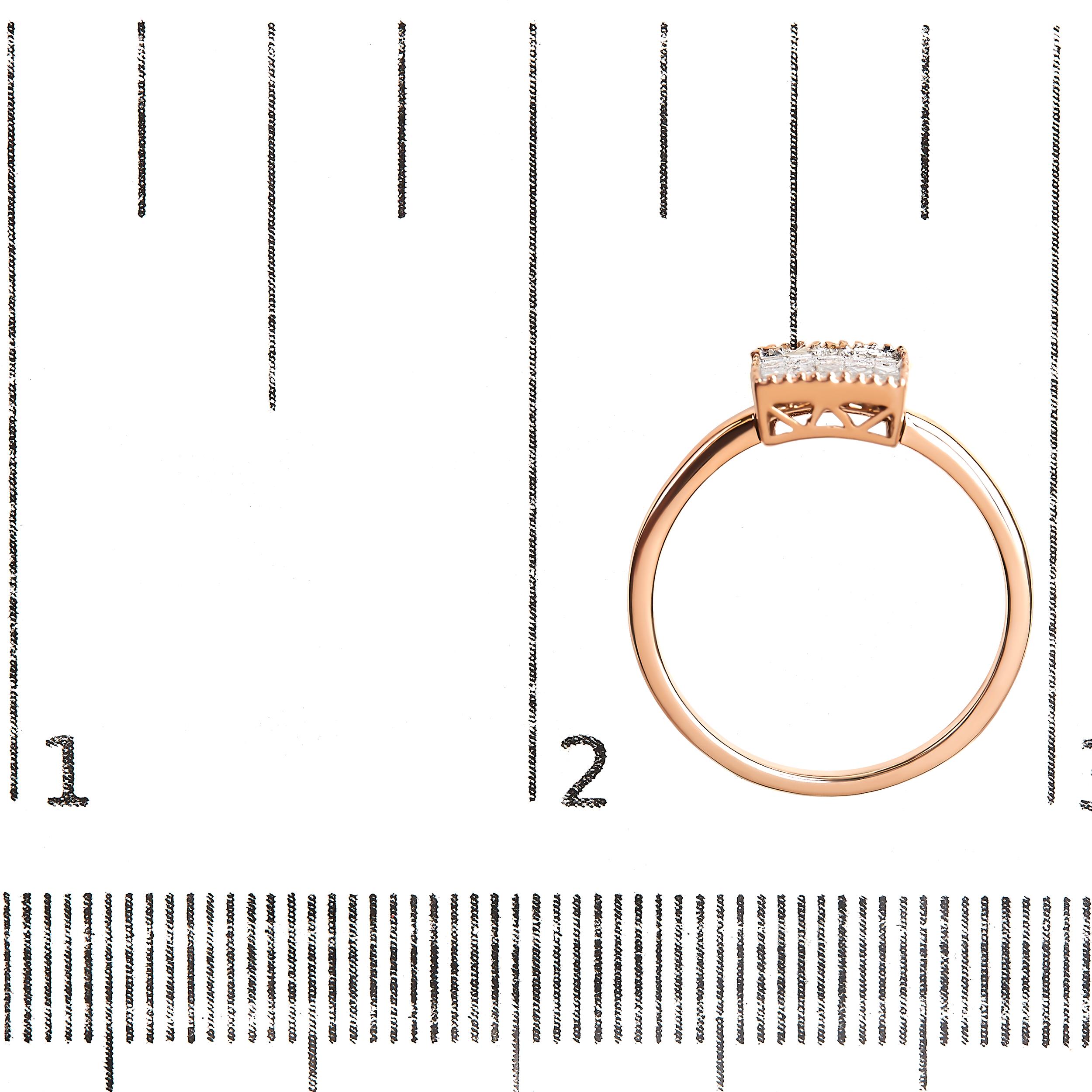 For Sale:  10K Rose Gold 1/3 Carat Invisible Set Diamond Composite Square Shape Ring 7