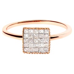 Anillo de oro rosa de 10 quilates de 1/3 quilates con diamante compuesto de forma cuadrada
