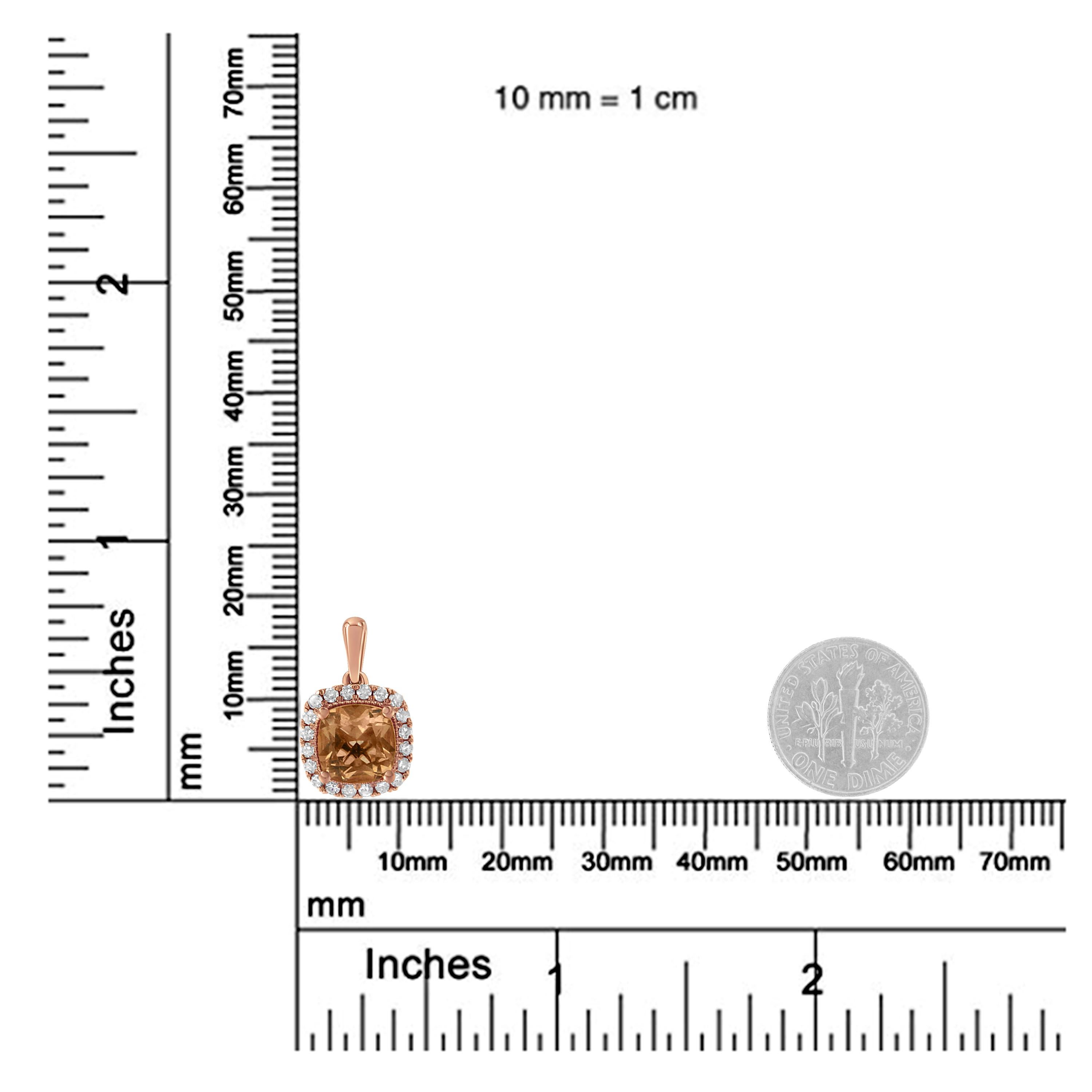 Donna Ciondolo quadrato in oro rosa 10k con diamante da 1/4 di carato e gemma Morganite Peach in vendita