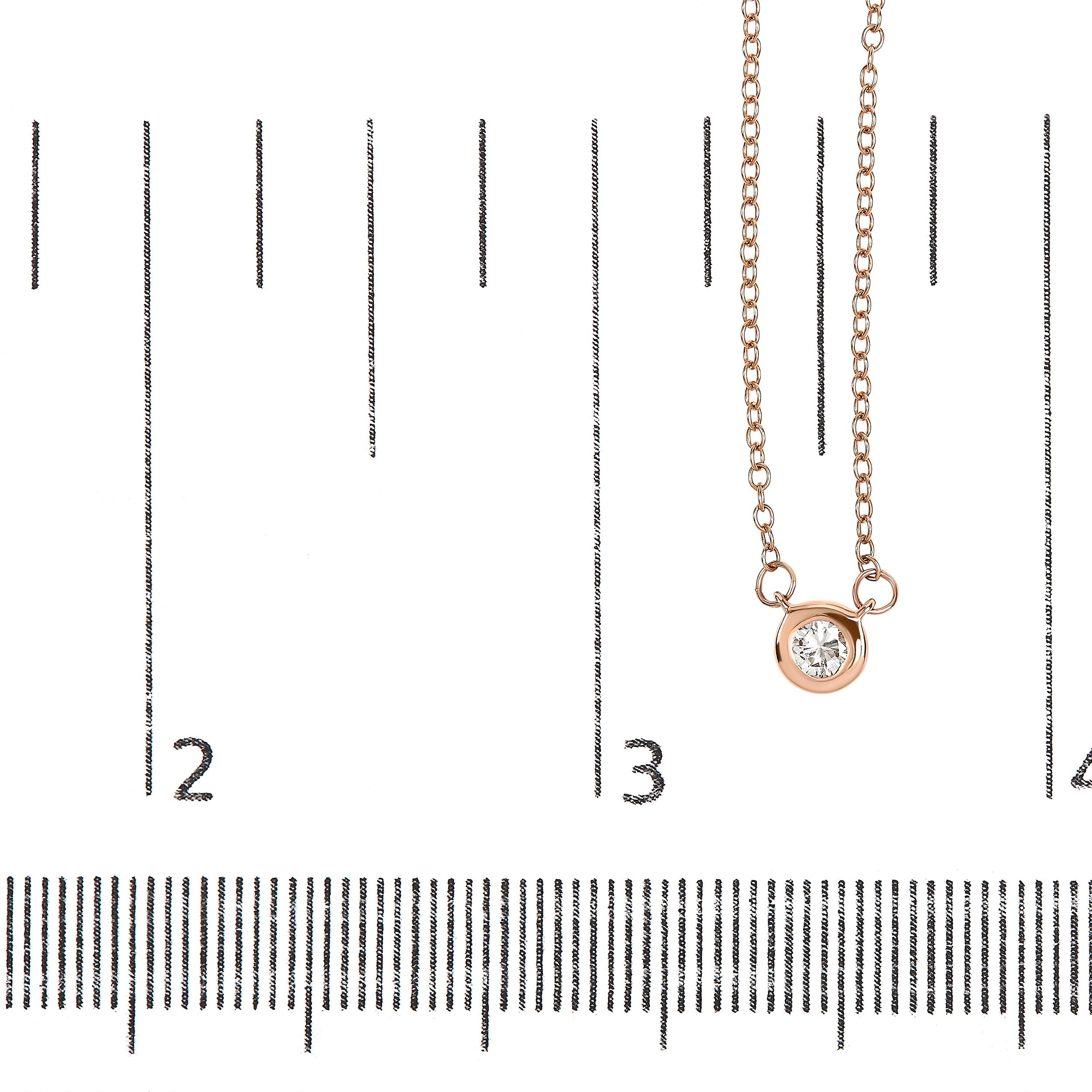 10K Rose Gold 1/5 Carat Brilliant-Cut Diamond Modern Solitaire Pendant Necklace In New Condition For Sale In New York, NY