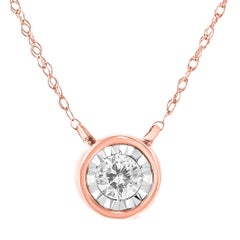 10K Rose Gold 1/5 Carat Round-Cut Diamond Modern Solitaire Pendant Necklace