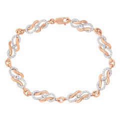 10K Rose Gold 1.0 Cttw Diamond Infinity Loop and Swirl Link Bracelet