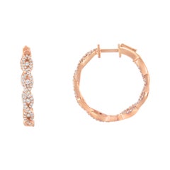 10K Rose Gold 1.00 Carat Diamond Inside Out Hoop Earring