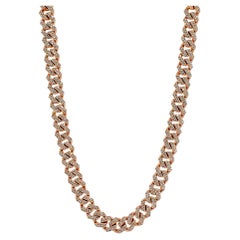 10K Roségold 14,47 Karat Pavé-Diamant Miami Kubanische Gliederkette Halskette