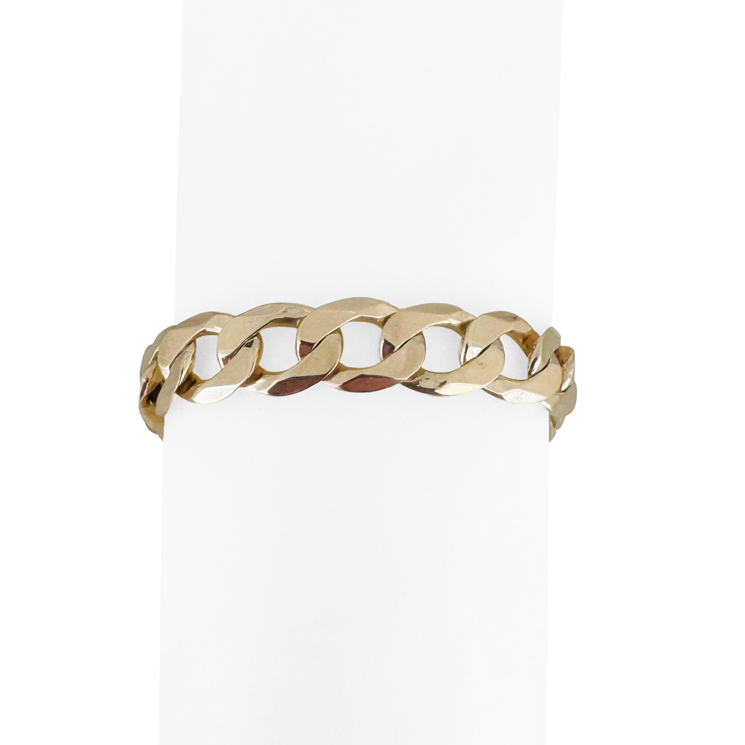 10k Rose Gold 28.9g Solid Men's 11mm Curb Link Bracelet Italy 9
