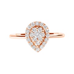 10K Rose Gold 3/8 Cttw Composite Diamond Pear Shaped Halo Promise Ring