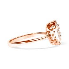 10K Rose Gold 3/8 Cttw Round-Cut Diamond Pear Promise Ring