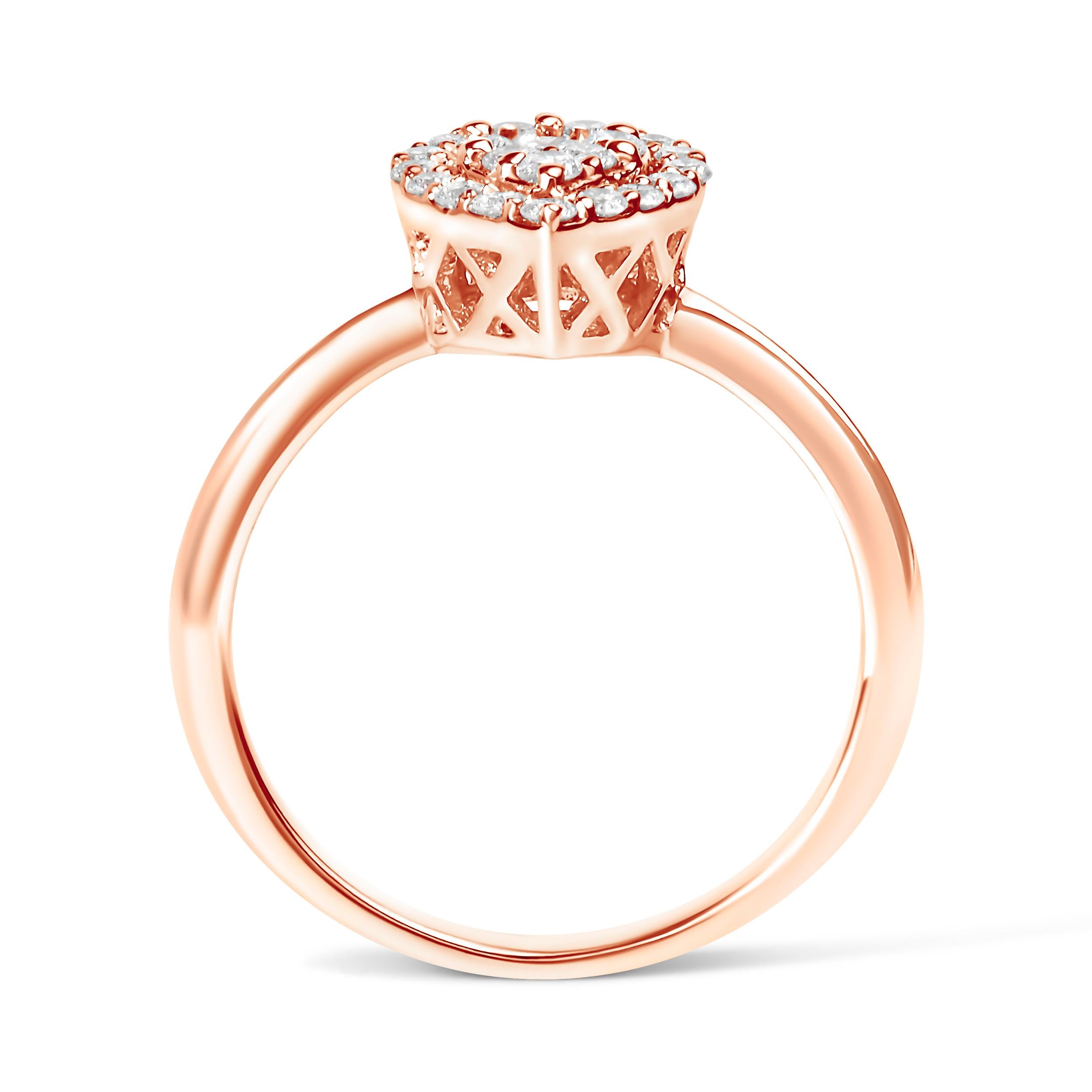 10K Rose Gold 3/8 Cttw Round-Cut Diamond Pear Promise Ring In New Condition For Sale In New York, NY