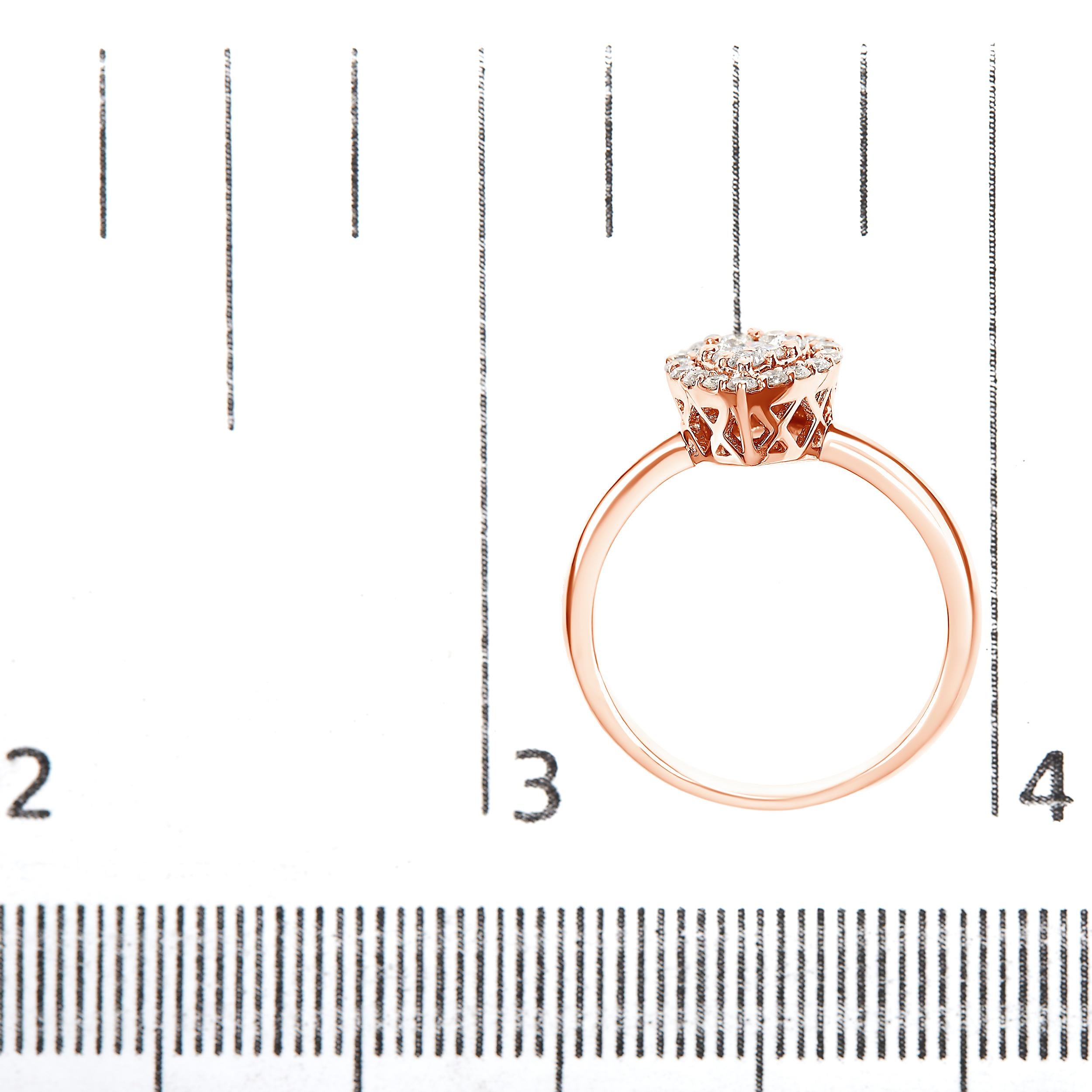 10K Rose Gold 3/8 Cttw Round-Cut Diamond Pear Promise Ring For Sale 1