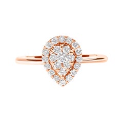 10K Rose Gold 3/8 Cttw Round-Cut Diamond Pear Promise Ring