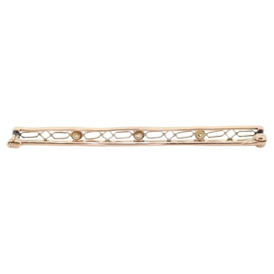 10k rose gold 3 diamond filigree art deco Lingerie bar brooch or pin