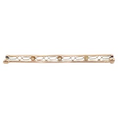 10k rose gold 3 diamond filigree art deco Lingerie bar brooch or pin