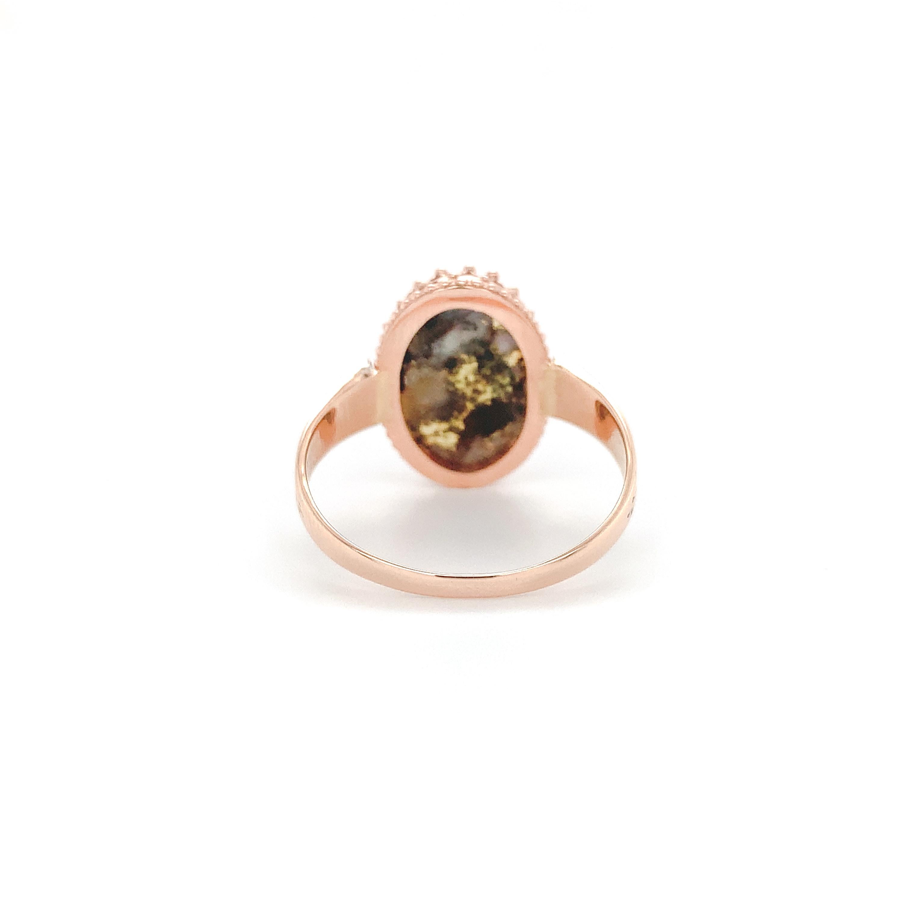 10K Roségold 5,10 Karat Gold Vein Quarz Ring Größe 9,25 für Damen oder Herren im Angebot