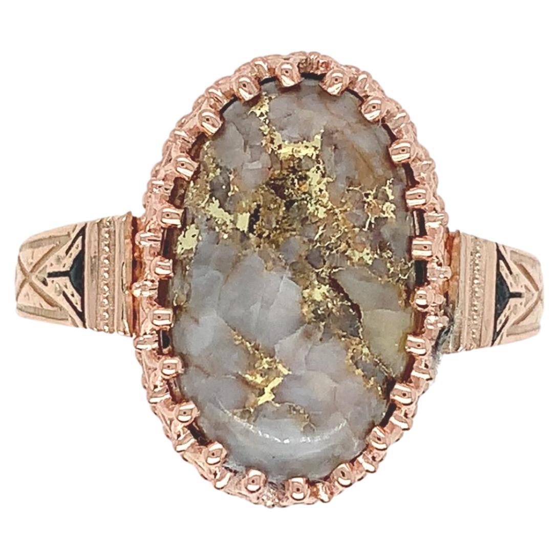 10K Roségold 5,10 Karat Gold Vein Quarz Ring Größe 9,25 im Angebot