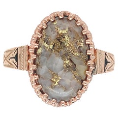 10K Rose Gold 5.10 carat Gold Vein Quartz Ring size 9.25