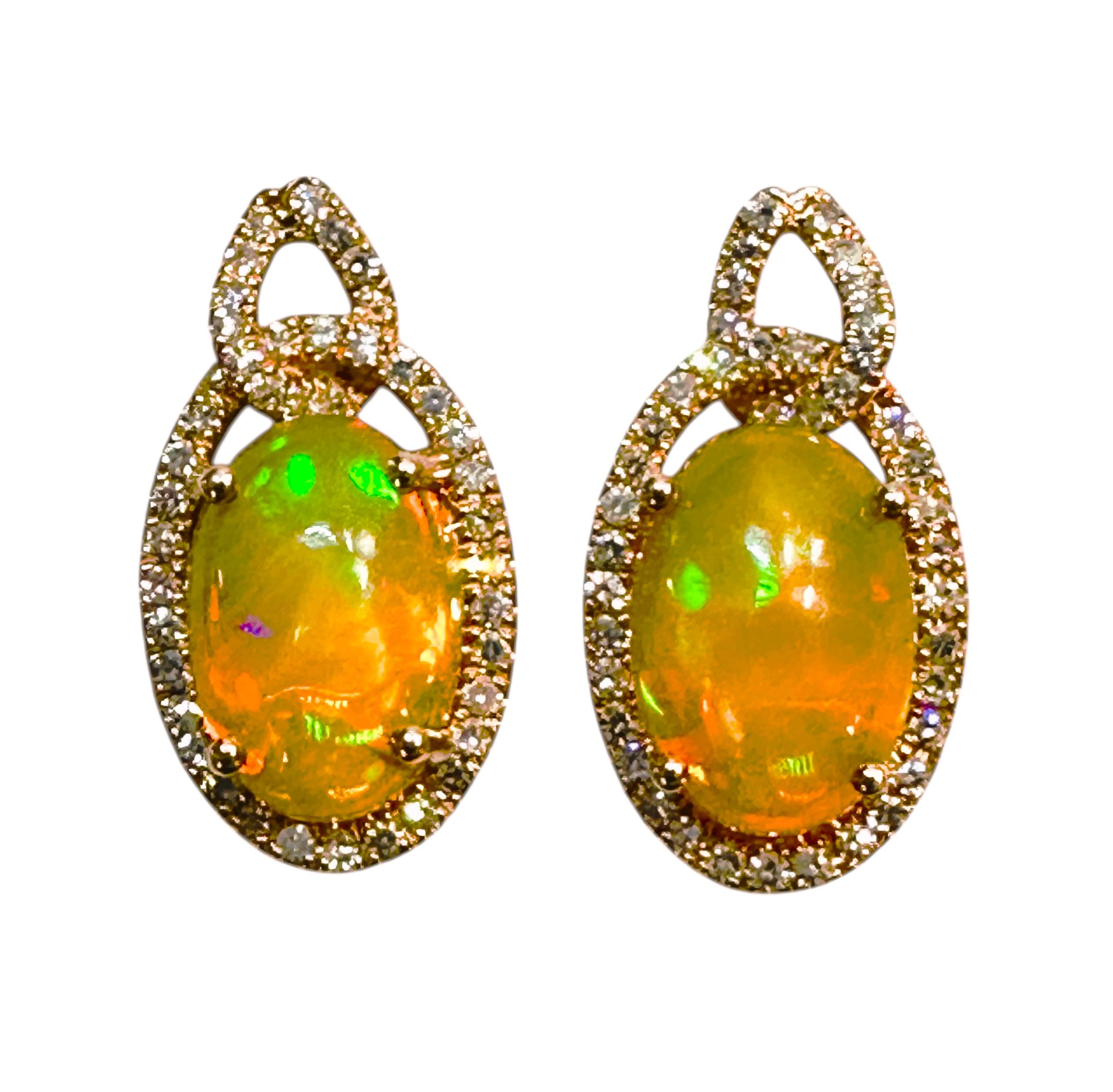 10k Rose Gold .70 Carat Opal & .20 Carat Diamond Pendant On 14k Italian Chain im Angebot 7