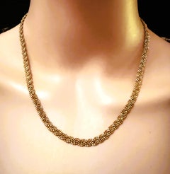 10K Rose Gold Beaded Mesh Link Woven 18" Necklace