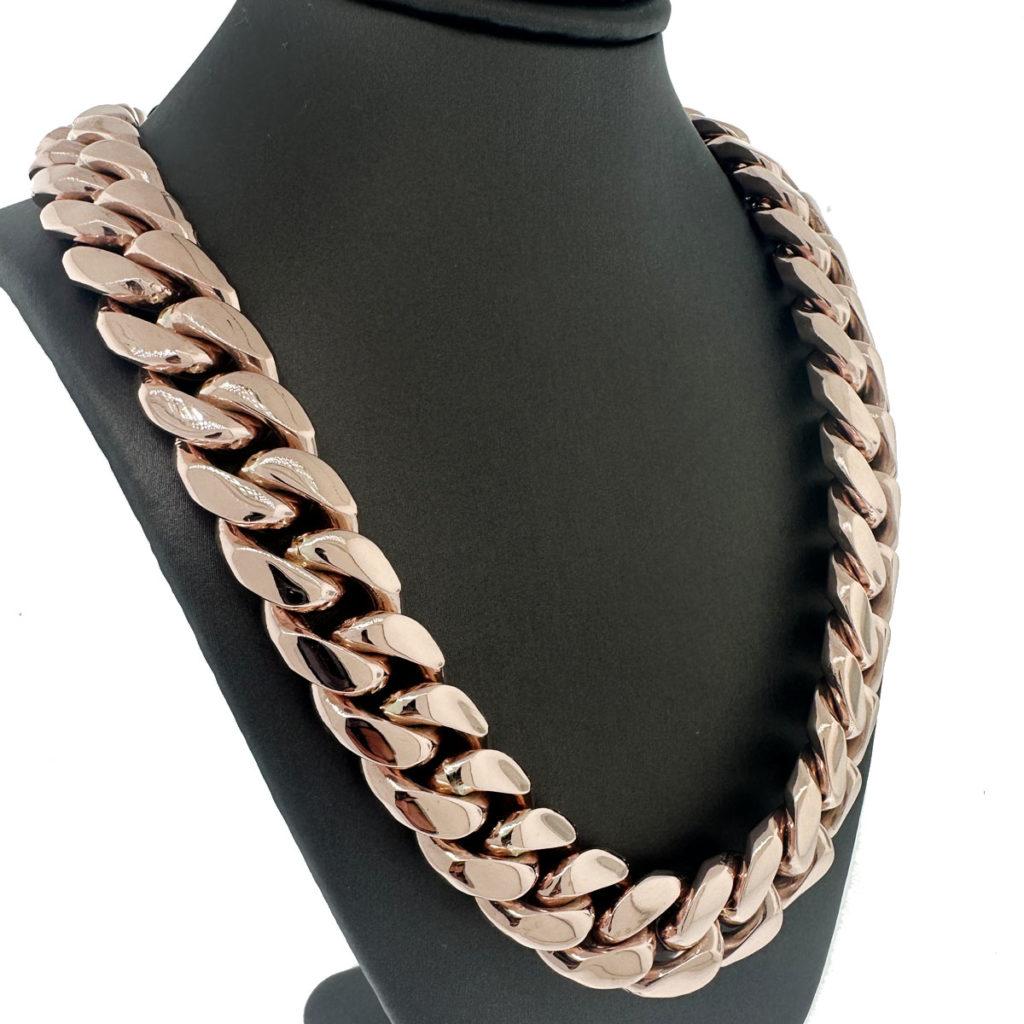 Women's or Men's 10k Rose Gold Cuban Link Chain Necklace 304.78g For Sale