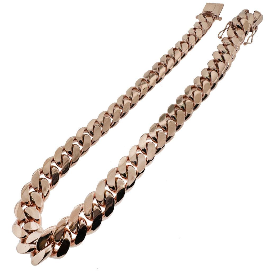 10k Roségold Kubanische Gliederkette Halskette 535,39 Gramm Herren im Angebot