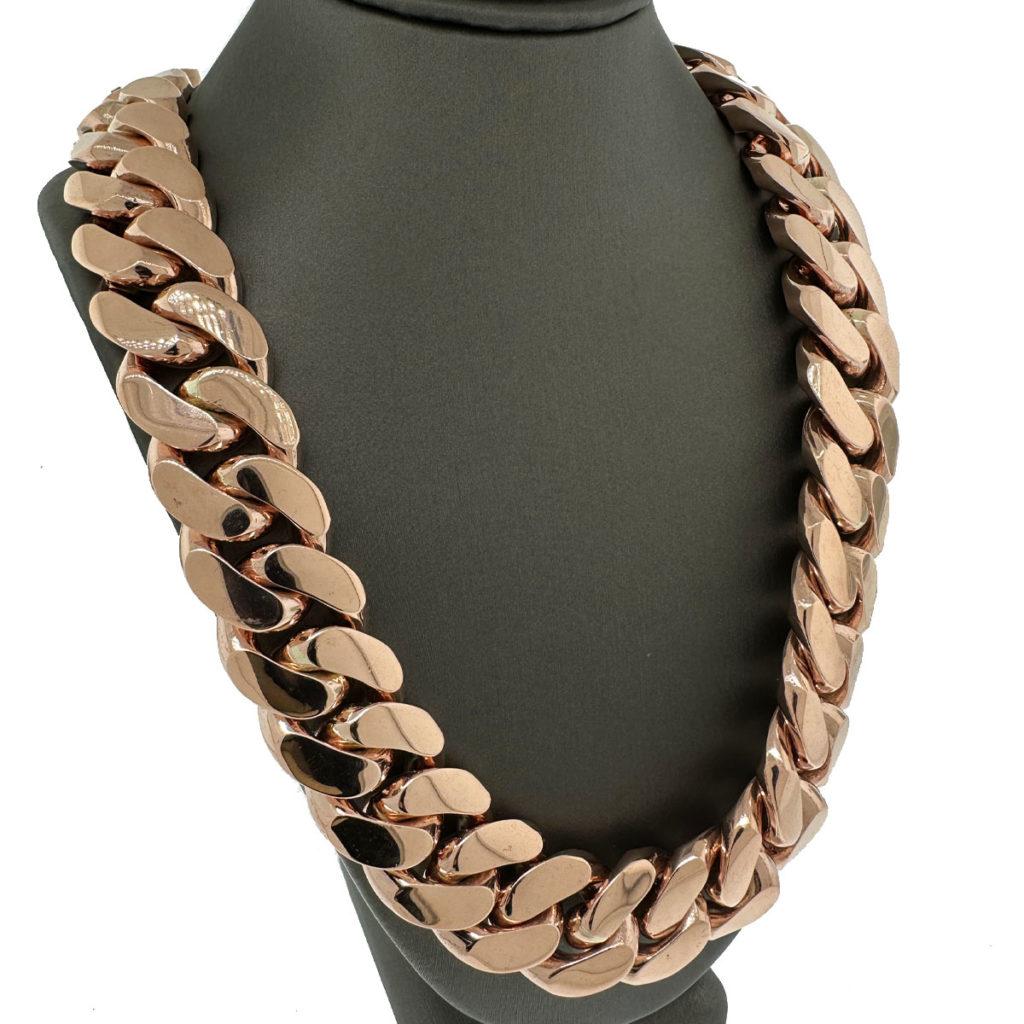 10k Roségold Kubanische Gliederkette Halskette 535,39 Gramm im Angebot 5