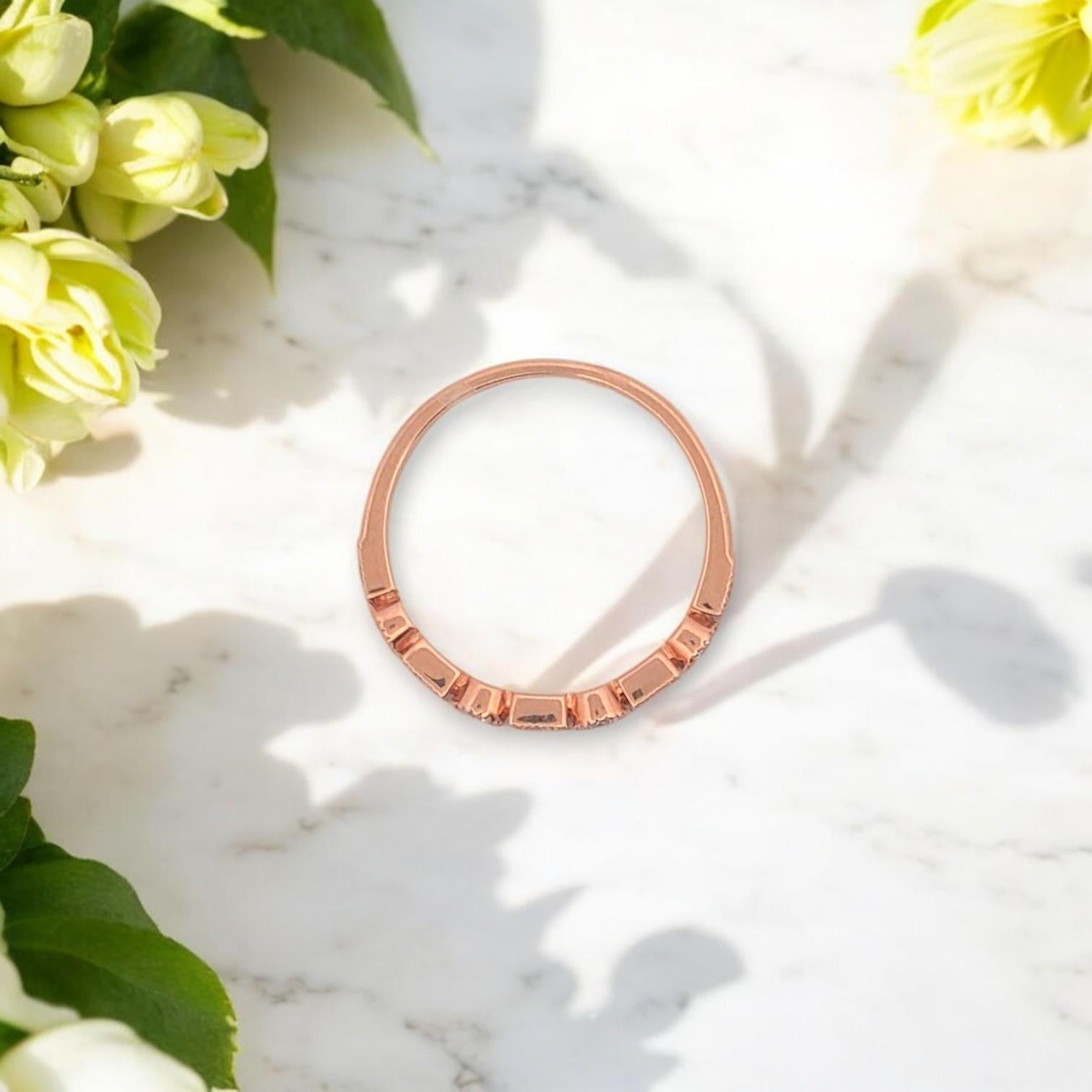Modern Lucinda  10K Rose Gold Diamond Band  .25 CTW Natural Diamonds  Size 6.75 For Sale