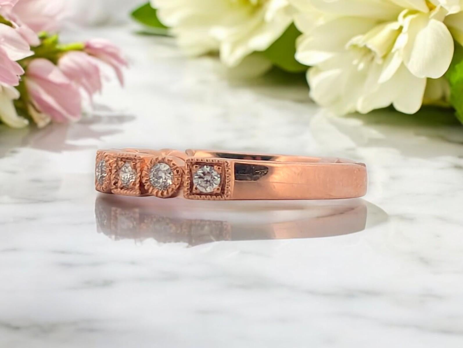 Lucinda  10K Rose Gold Diamond Band  .25 CTW Natural Diamonds  Size 6.75 In New Condition For Sale In Greeneville, TN