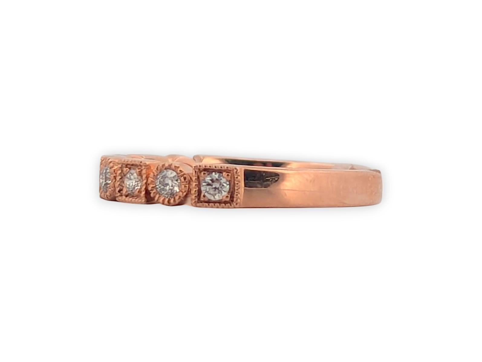 Women's Lucinda  10K Rose Gold Diamond Band  .25 CTW Natural Diamonds  Size 6.75 For Sale