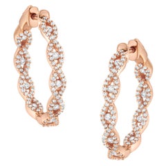 10K Rose Gold 1.00 Carat Diamond Inside Out Hoop Earring