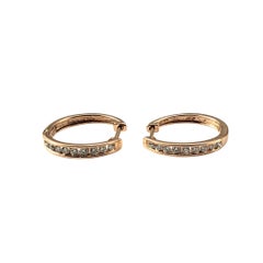 10K Rose Gold Diamond Hoop Earrings #23490