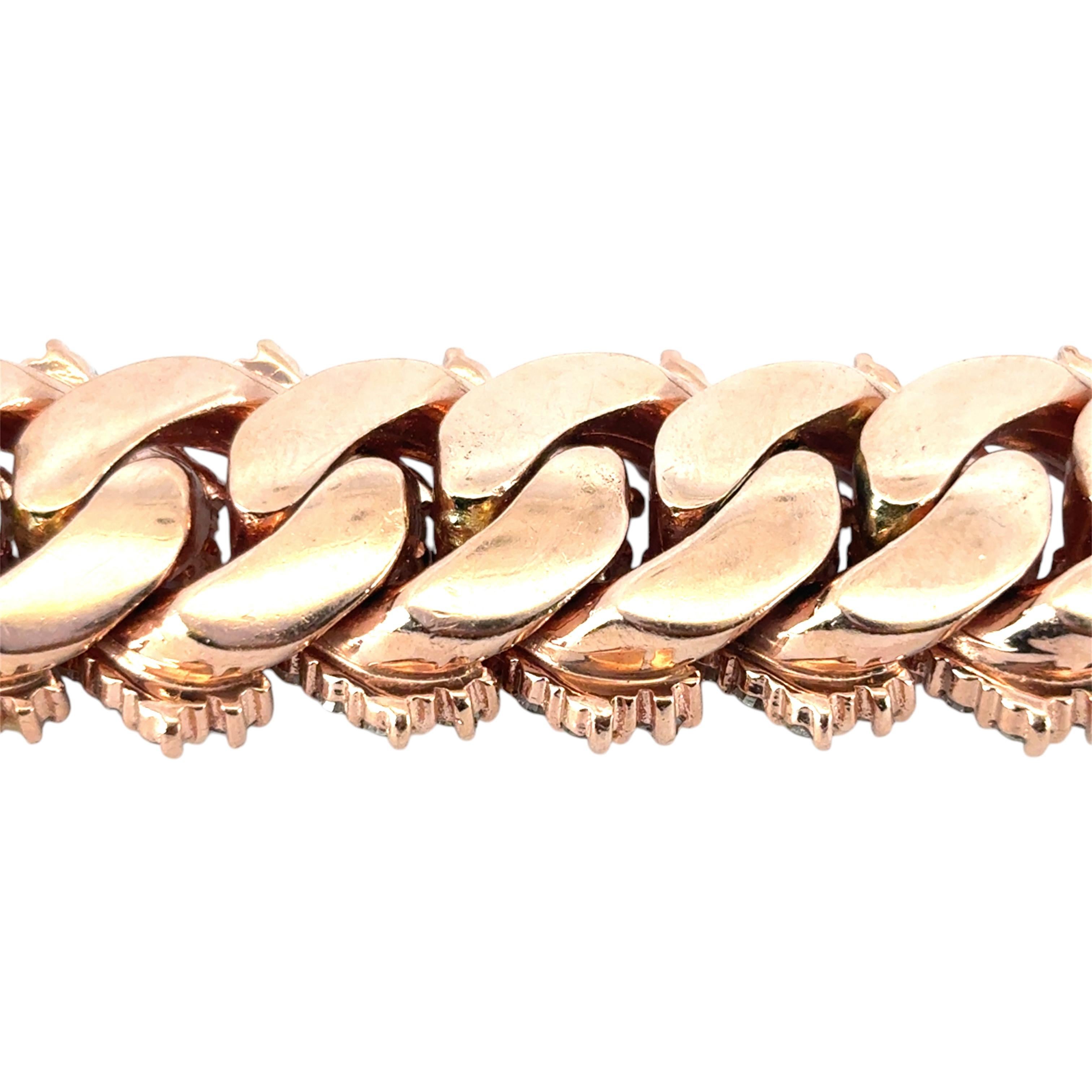 Collana a catena cubana con pave di diamanti in oro rosa 10k in vendita 5