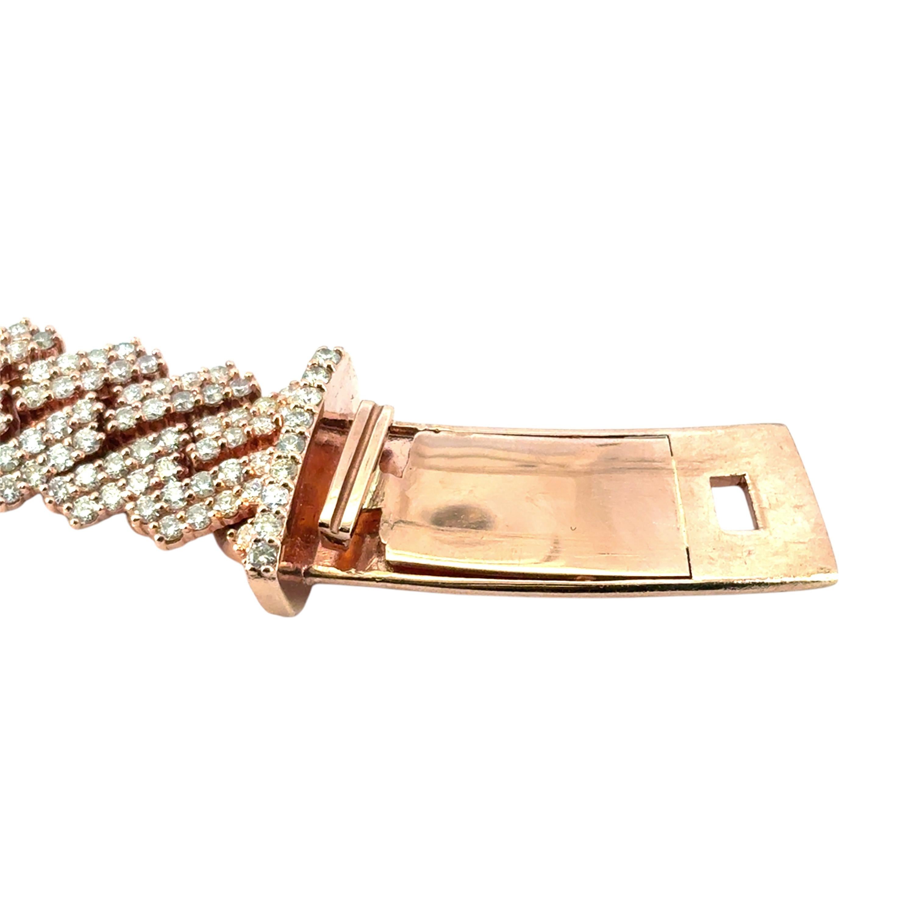 Collana a catena cubana con pave di diamanti in oro rosa 10k in vendita 4