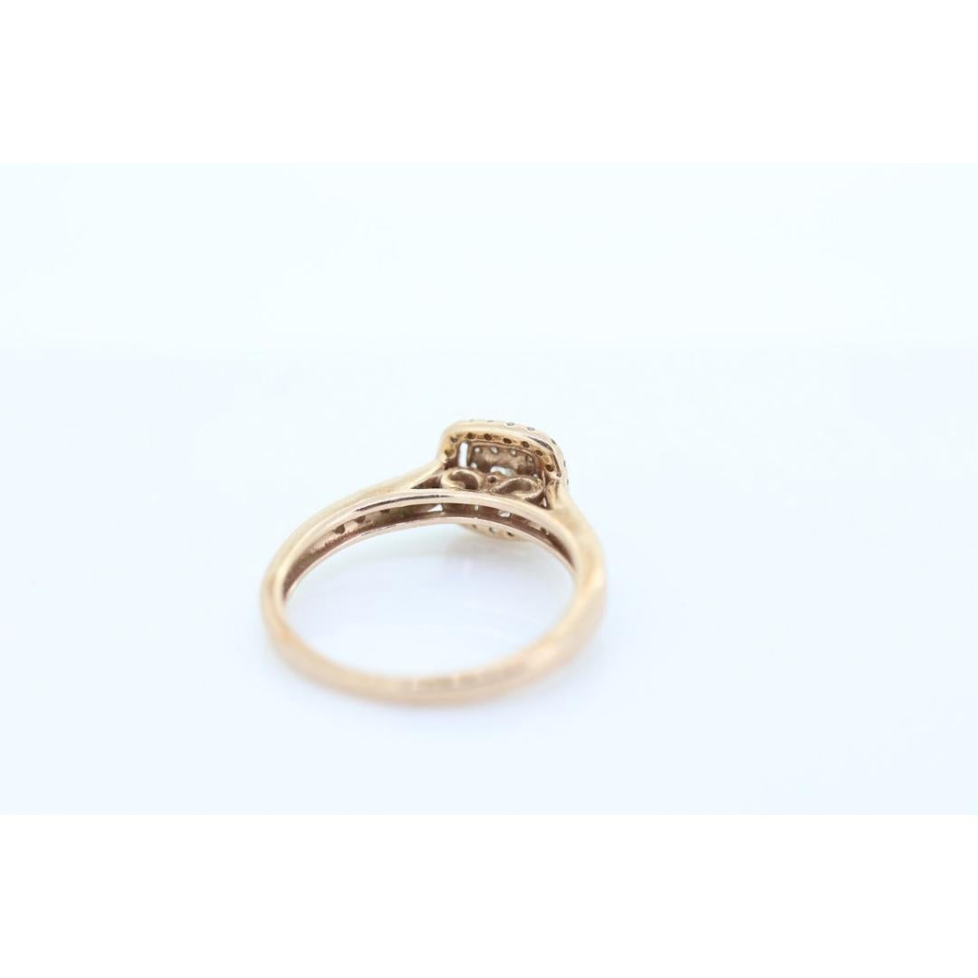 10k Rose Gold Diamond Wedding Ring set. Princess cut Double Halo Wedding Set. For Sale 1