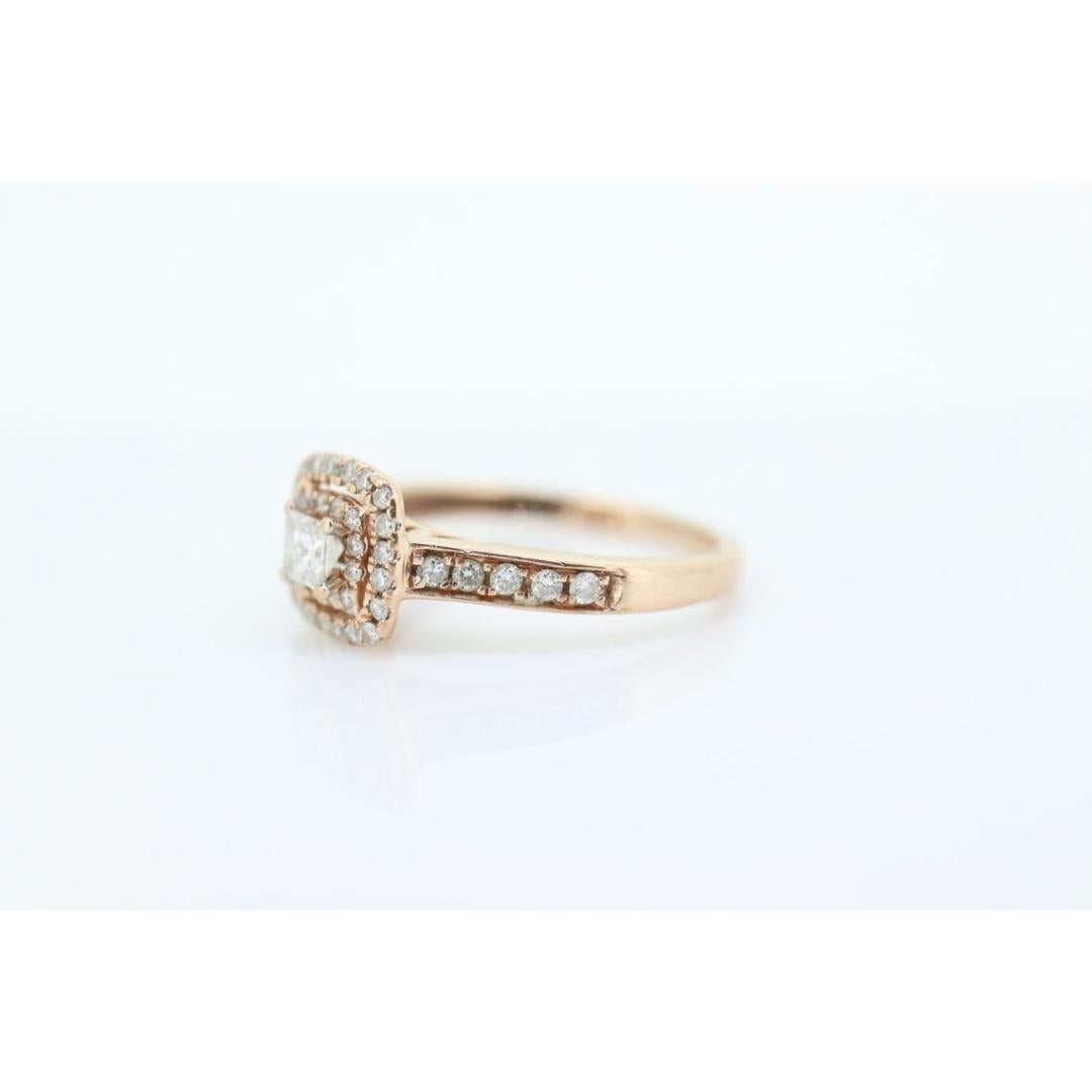 10k Rose Gold Diamond Wedding Ring set. Princess cut Double Halo Wedding Set. For Sale 4