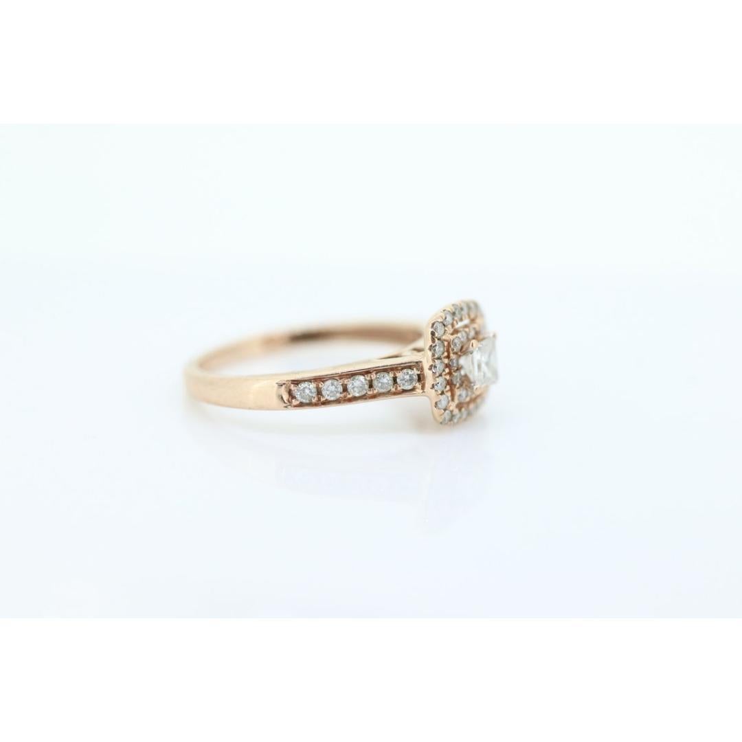 10k Rose Gold Diamond Wedding Ring set. Princess cut Double Halo Wedding Set. For Sale 5