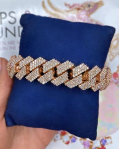 10k Rose Gold Fashion Cuban Link Diamond Bracelet with 19.80ct TDW
