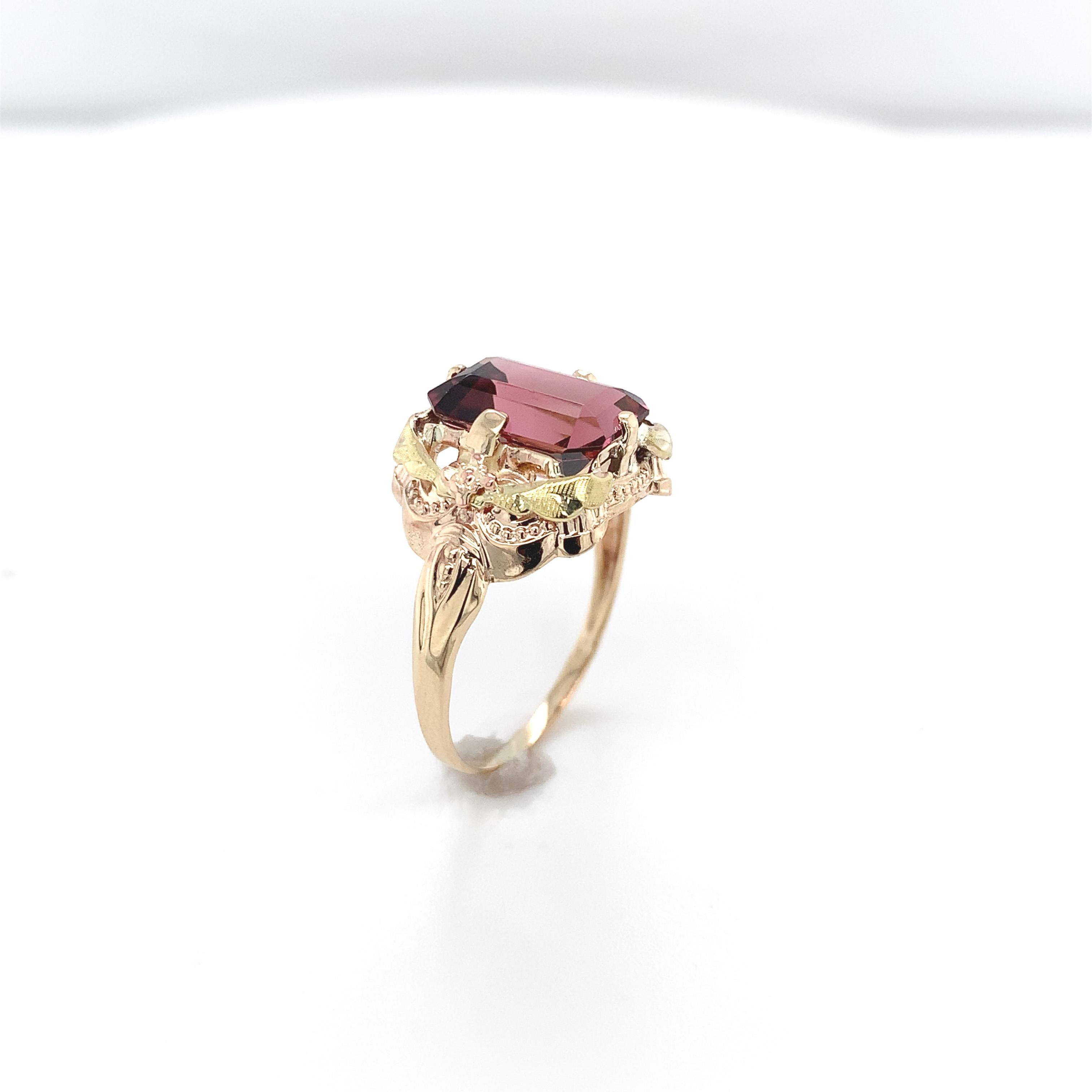 Modernist 10K Rose Gold Filigree 3.80 carat Pink Tourmaline Ring For Sale