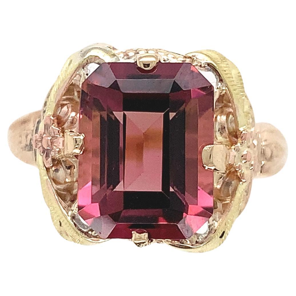 10K Roségold Filigraner Ring mit 3,80 Karat rosa Turmalin im Angebot