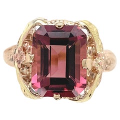 Bague filigrane en or rose 10 carats avec tourmaline rose de 3,80 carats