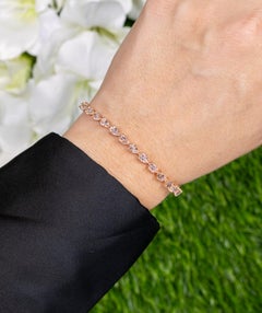 10K Rose Gold Morganite Tennis Bracelet, 5.56 Carats, GIA Appraised