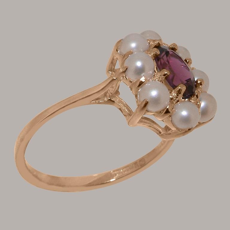 For Sale:  10k Rose Gold Natural Garnet & Pearl Womens Cluster Ring Customizable 3
