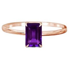 10k Rose Gold Octagon Gemstone Ring Birthstone Ring Stackable Ring