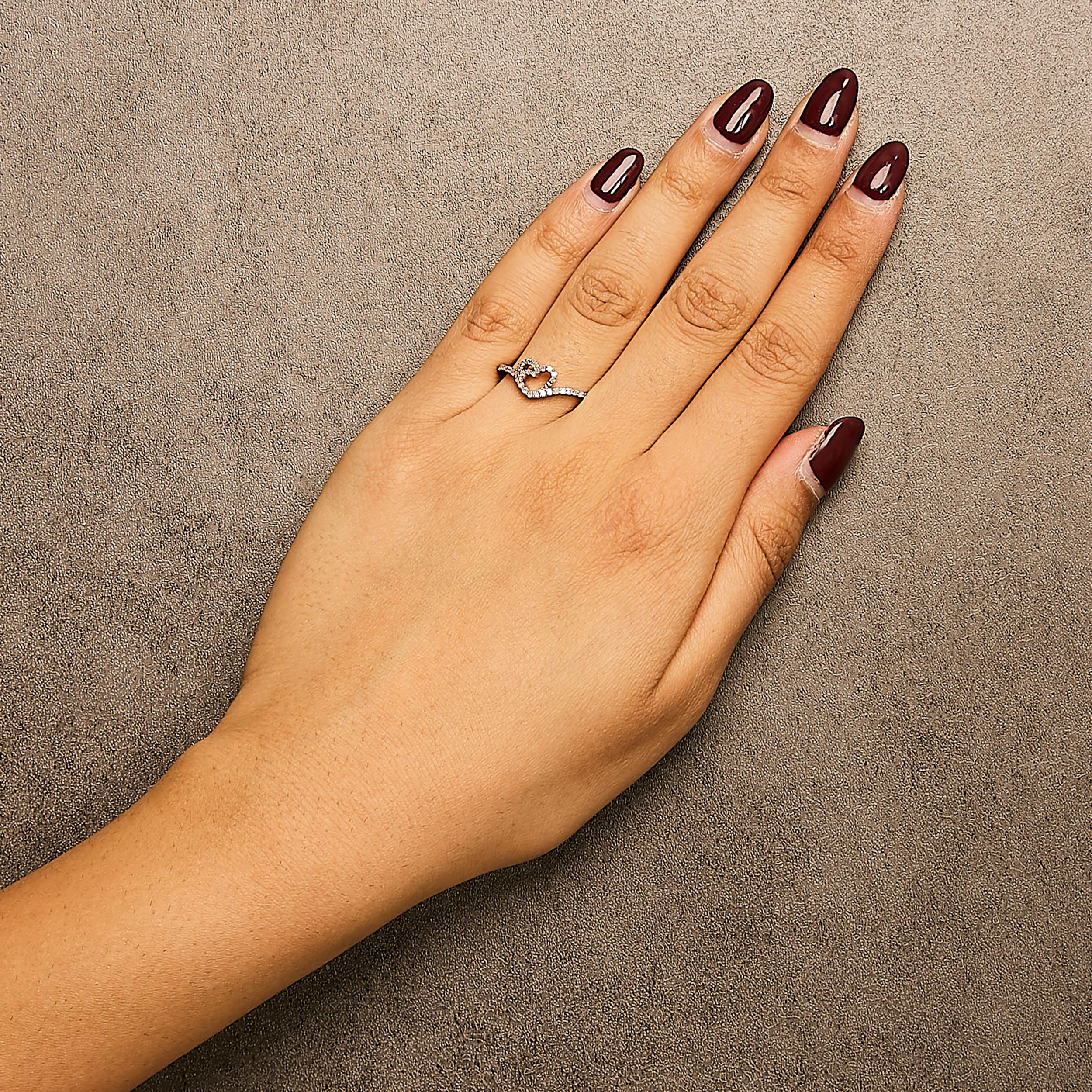 Bague de promesse en or rose 10K sur argent sterling 925 avec diamant 1/5 Cttw Neuf - En vente à New York, NY