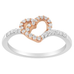 Bague de promesse en or rose 10K sur argent sterling 925 avec diamant 1/5 Cttw