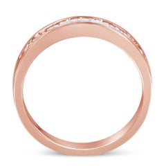 10K Rose Gold over .925 Sterling Silver 1/5 Cttw Diamond Stackable Band Ring