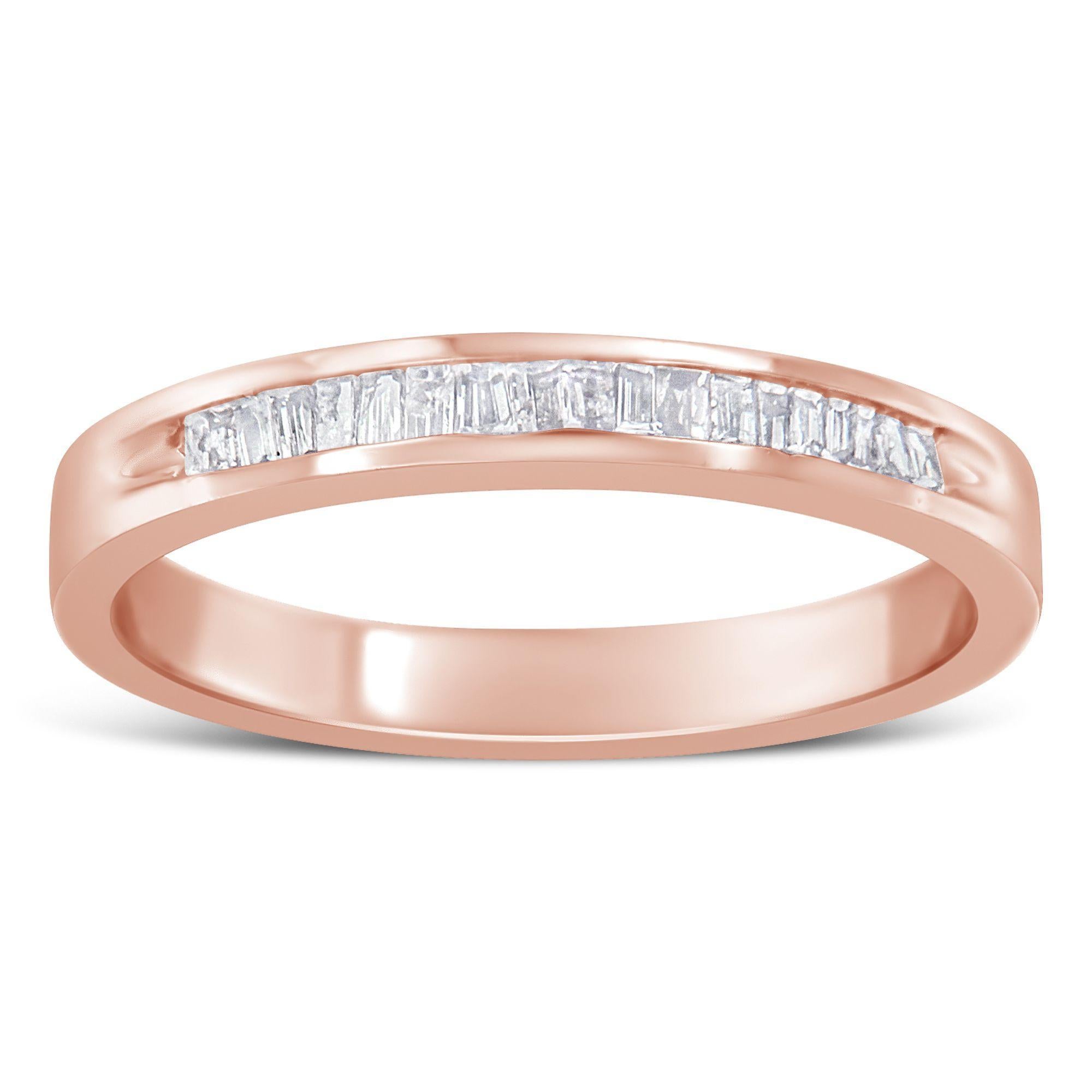 10K Rose Gold über .925 Sterling Silber 1/5 Cttw Diamond Stackable Band Ring (Moderne) im Angebot