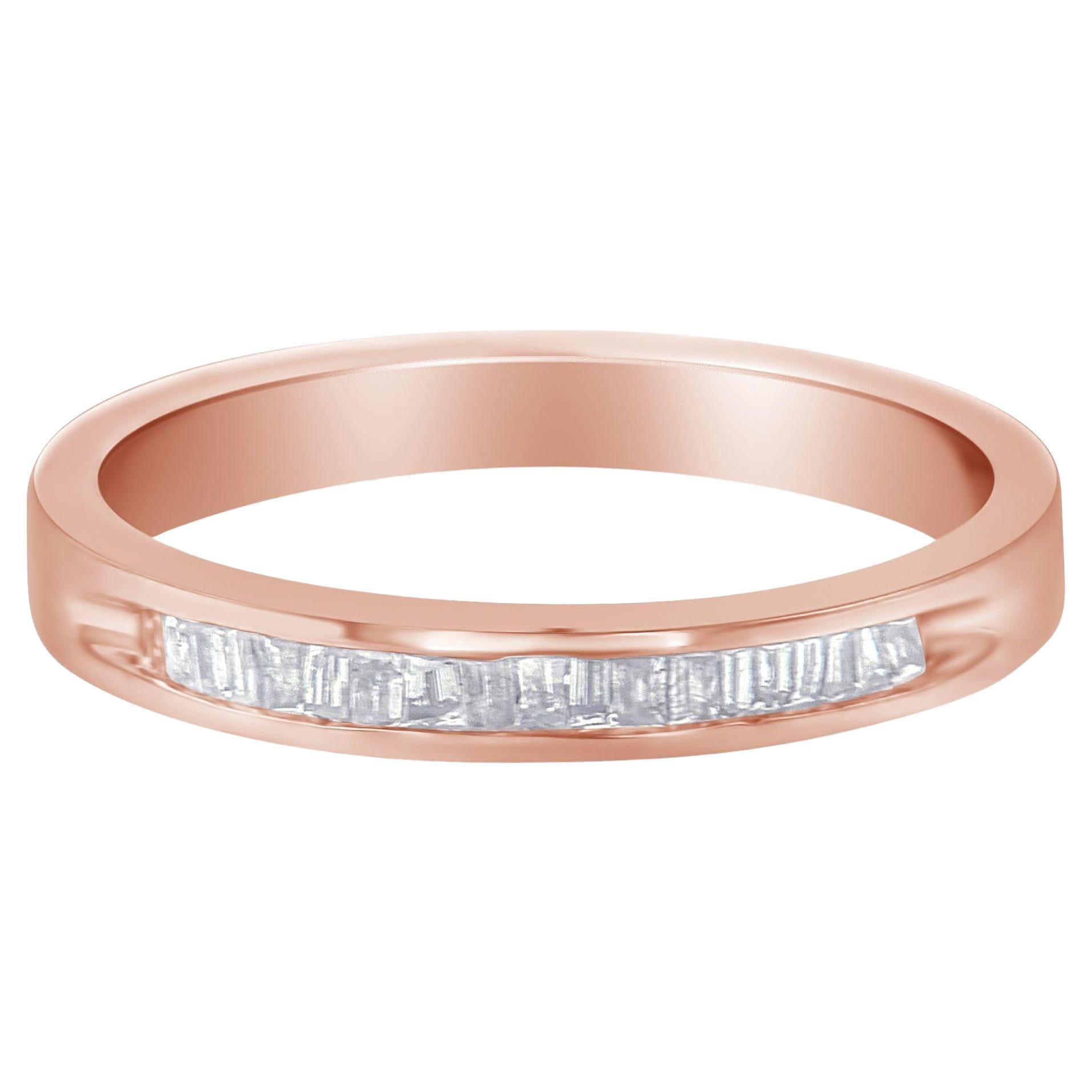 10K Rose Gold über .925 Sterling Silber 1/5 Cttw Diamond Stackable Band Ring