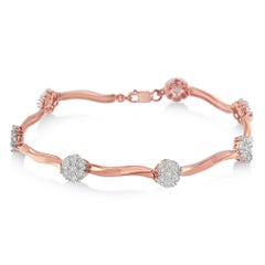 10K Rose Gold Over .925 Sterling Silver 1.0 cttw Diamond Floral Link Bracelet