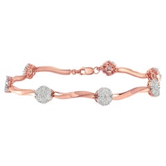 A Link en or rose 10K sur argent sterling .925 1.0 cttw Diamond Floral Link